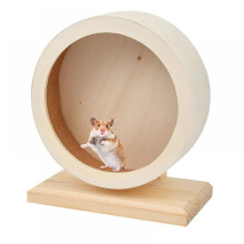 Hamsterträningshjul, hållbar träkonstruktion, liten löpande spinner med tyst drift, giftfri och säker träleksak för råttor och gerbiler