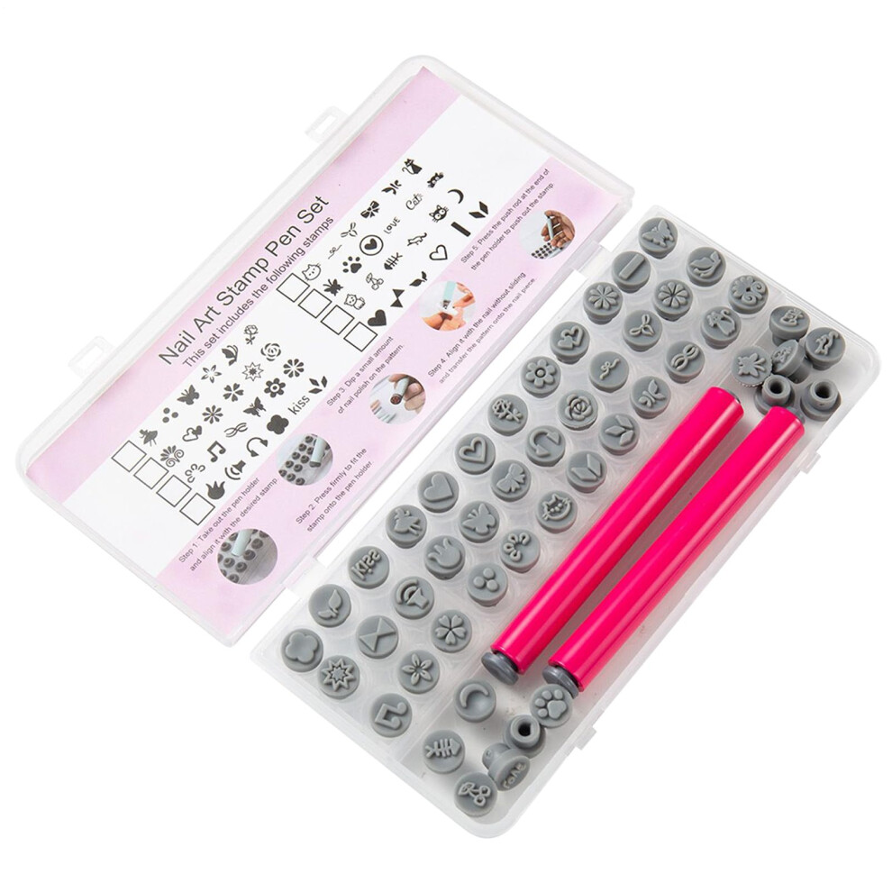 Nail Stamping Kit with 48 Silicone Heads and Ergonomic Pen â Beginner Friendly Nail Art Stamper