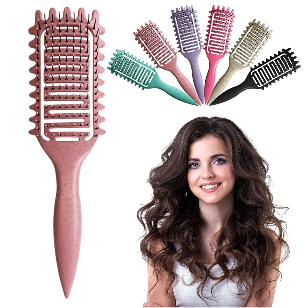 Pink Curly Hair Brush With Boar Bristles For Women, Curl Defining Styling And Detangling,