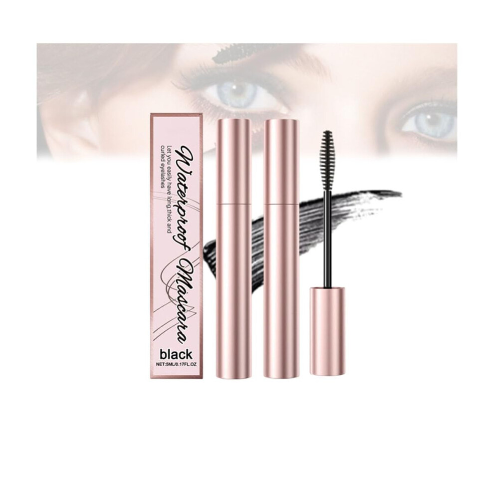 Black Waterproof Curling Mascara 2Pcs Longlasting Smudgeproof Lengthening For Natural Lashes