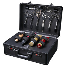 Barber Carrying Case with Large Capacity and Dual Password Lock, Black Hair Stylist Toolbox