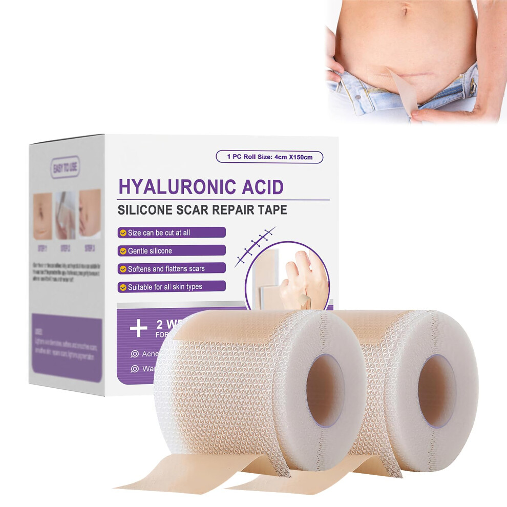 Hyaluronic Acid Silicone Scar Tape 2pcs Waterproof Breathable for Scars Wrinkles All Skin Types