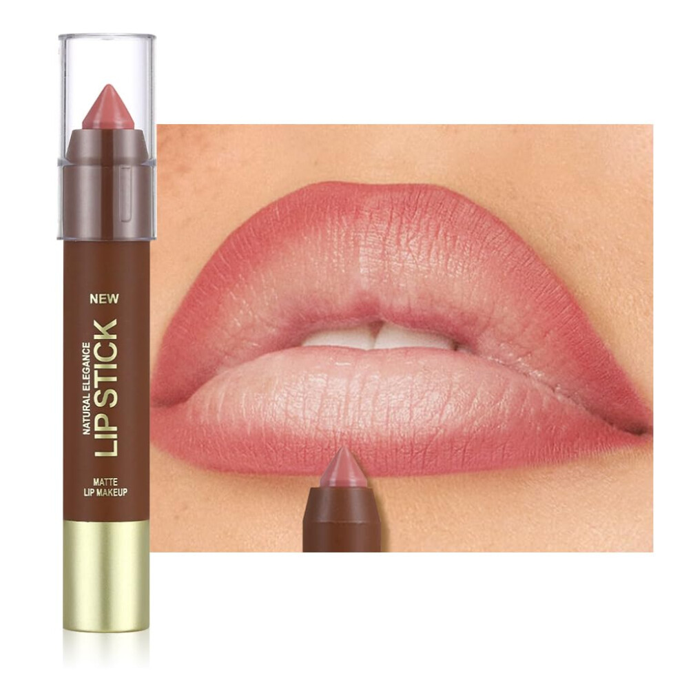 Pink,Cream Nude Pink Matte Lipstick And Lip Liner 2In1 Waterproof Smudgeproof Longlasting Ombre Effect 03#