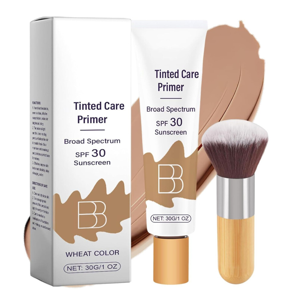 Tinted Moisturizer SPF 30 with Brush, Hydrating Matte Finish for LightMedium Wheat Skin