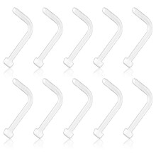 10 stk. 20 g klare nesestifter, L-formede neseringer, piercingsmykker, neseholderringer