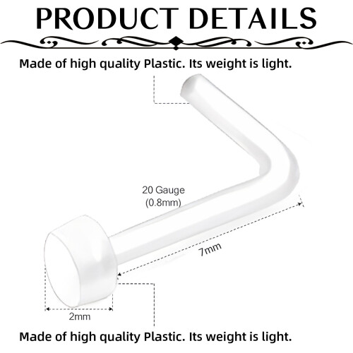 10PCS20G Διαφανή Μύτη Studs, Δαχτυλίδια Μύτης σε Σχήμα L, Κοσμήματα Piercing, Δαχτυλίδια 1