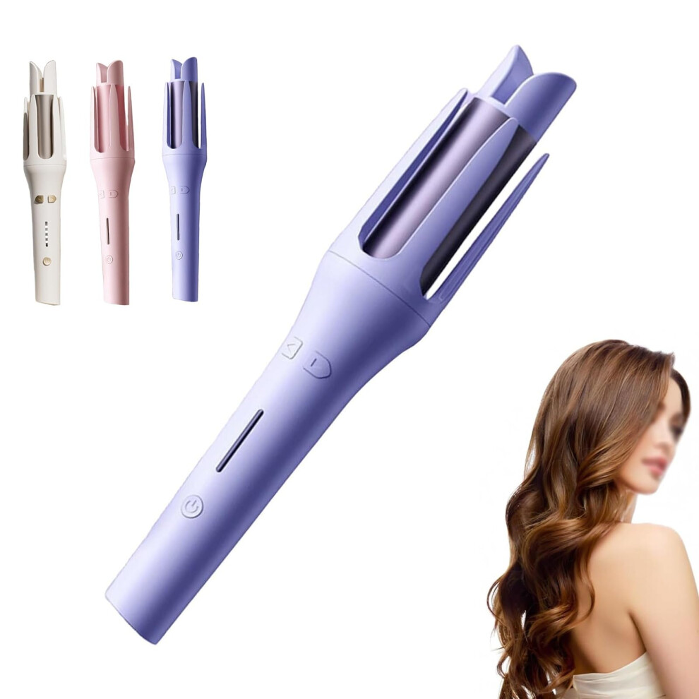 Purple Automatic Hair Curler With 32Mm Ceramic Barrel, 4 Heat Settings, Antiscald, For Long Hair