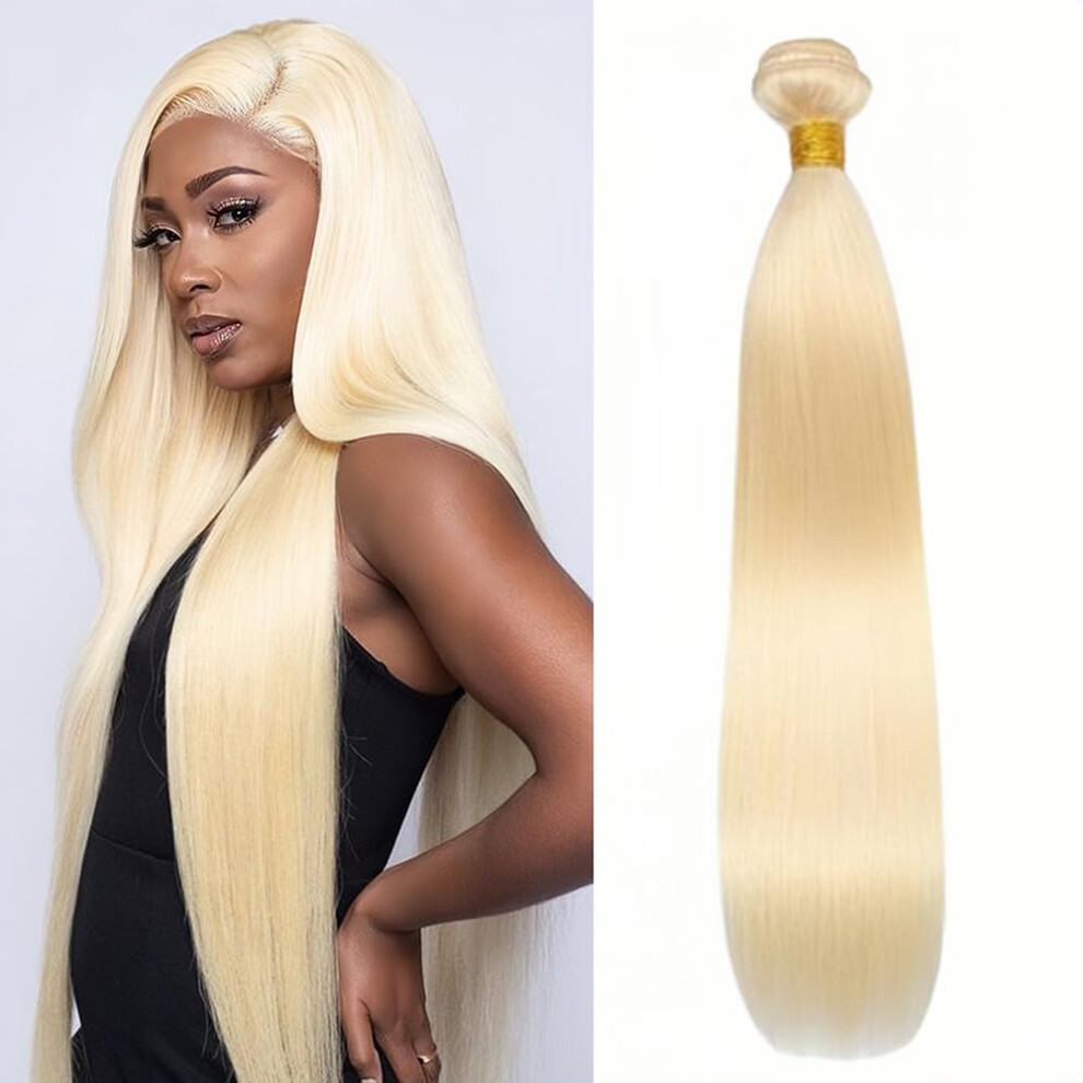 Unisex 613 Honey Blonde Straight Human Hair Bundles 20 Inch Brazilian Virgin Extensions Silky Texture