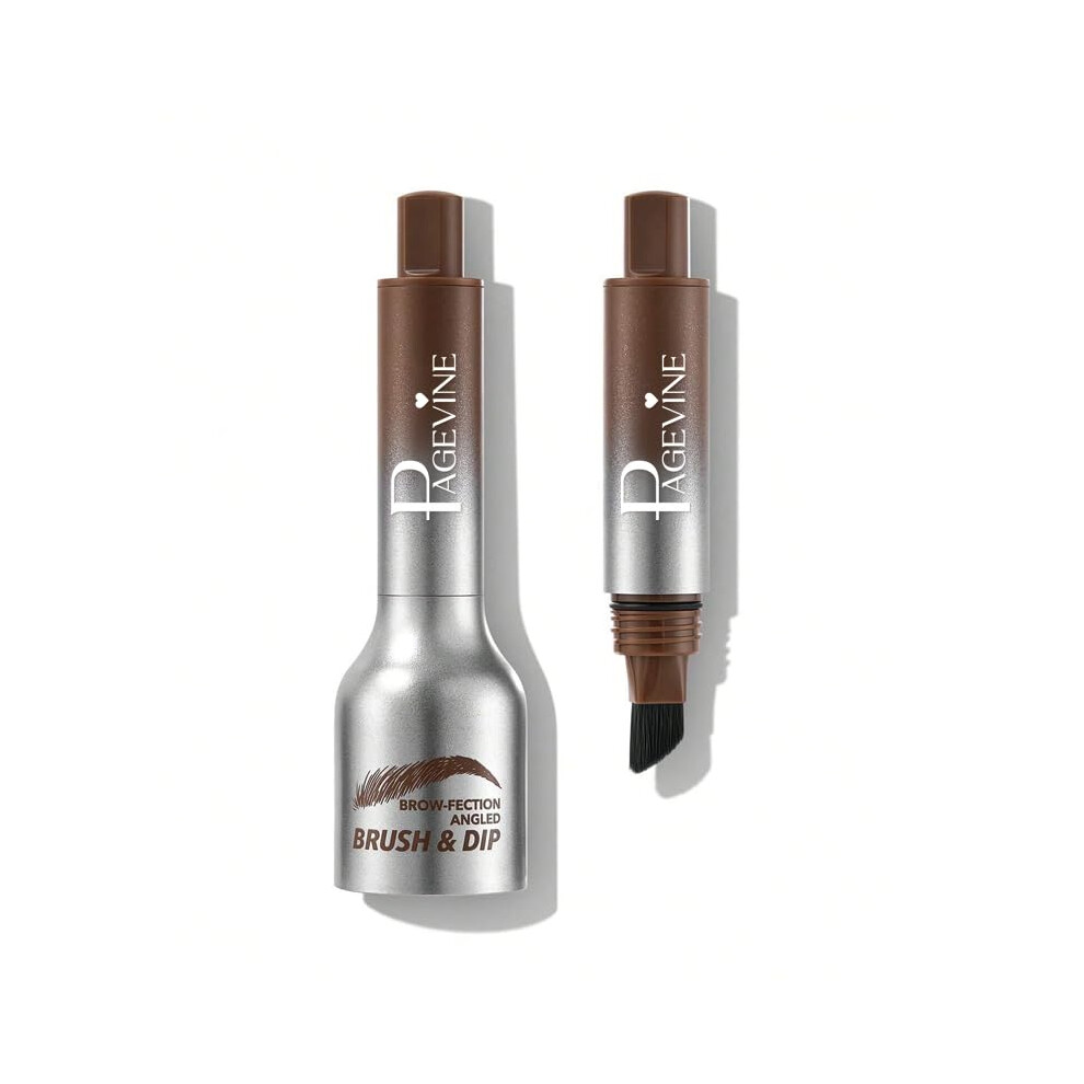 Waterproof Eyebrow Brush and 4D Long Lasting Pen with Angled Precision for Natural Brow Shaping (Dark Brown)
