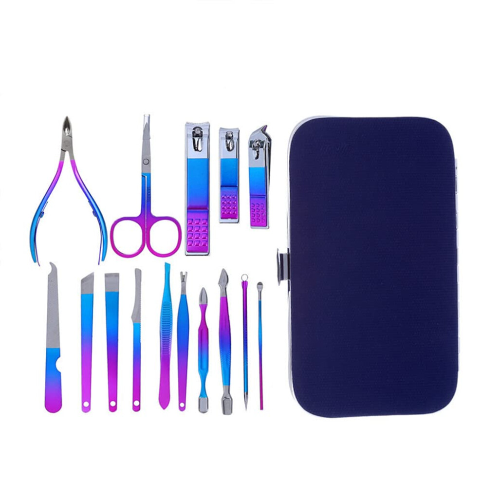 15 in 1 Stainless Steel Nail Clipper Set, Professional Manicure Pedicure Kit with Travel Case