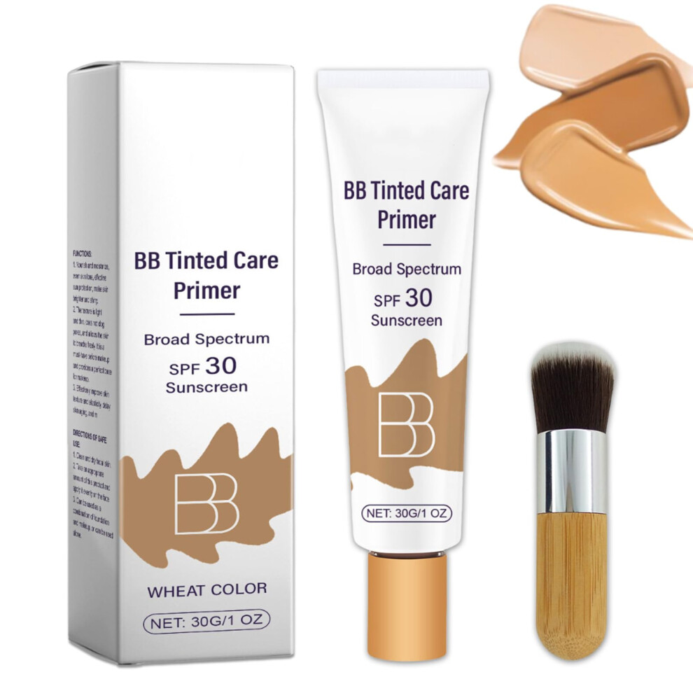 Cream Bb Spf 30 With Brush, Hydrating Tinted Moisturizer For Natural Coverage, Wheat 30G