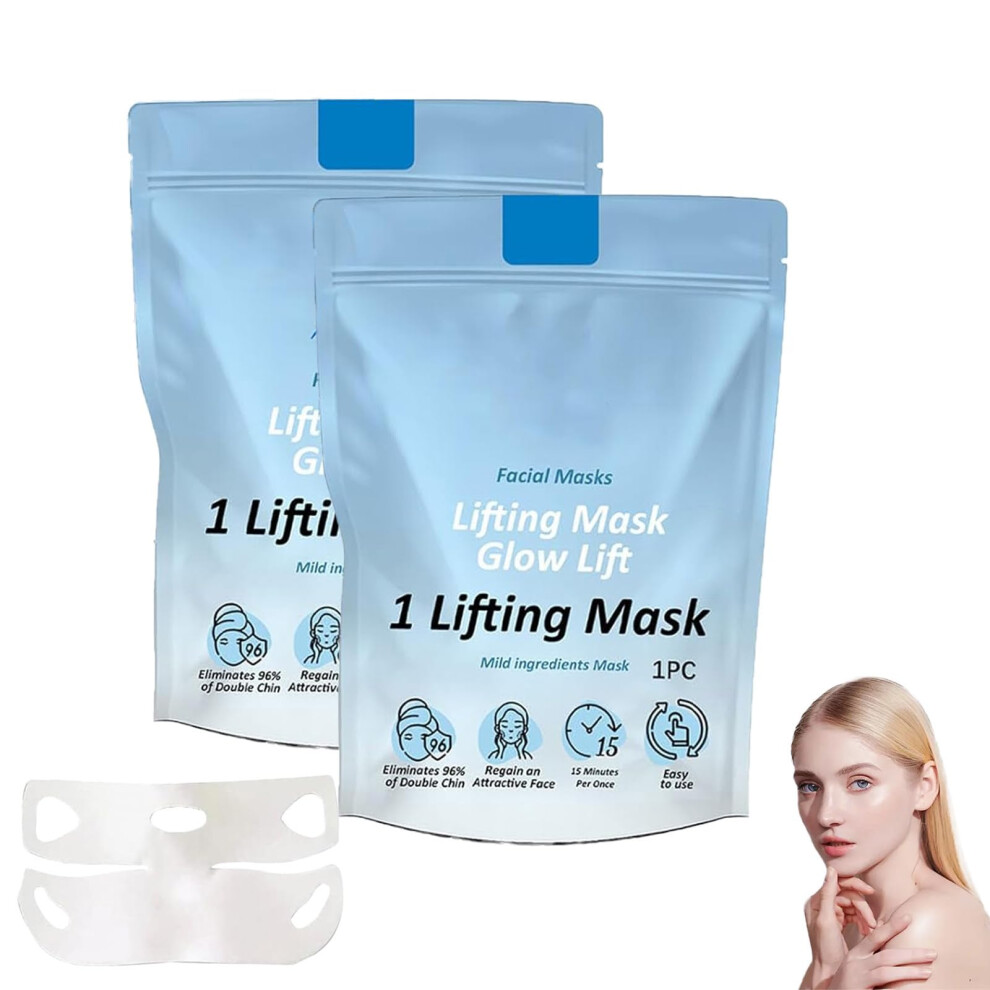 Chin Lifting Mask for Double Chin, Collagen Jawline Firming, Reusable Hydrating 2pcs Set