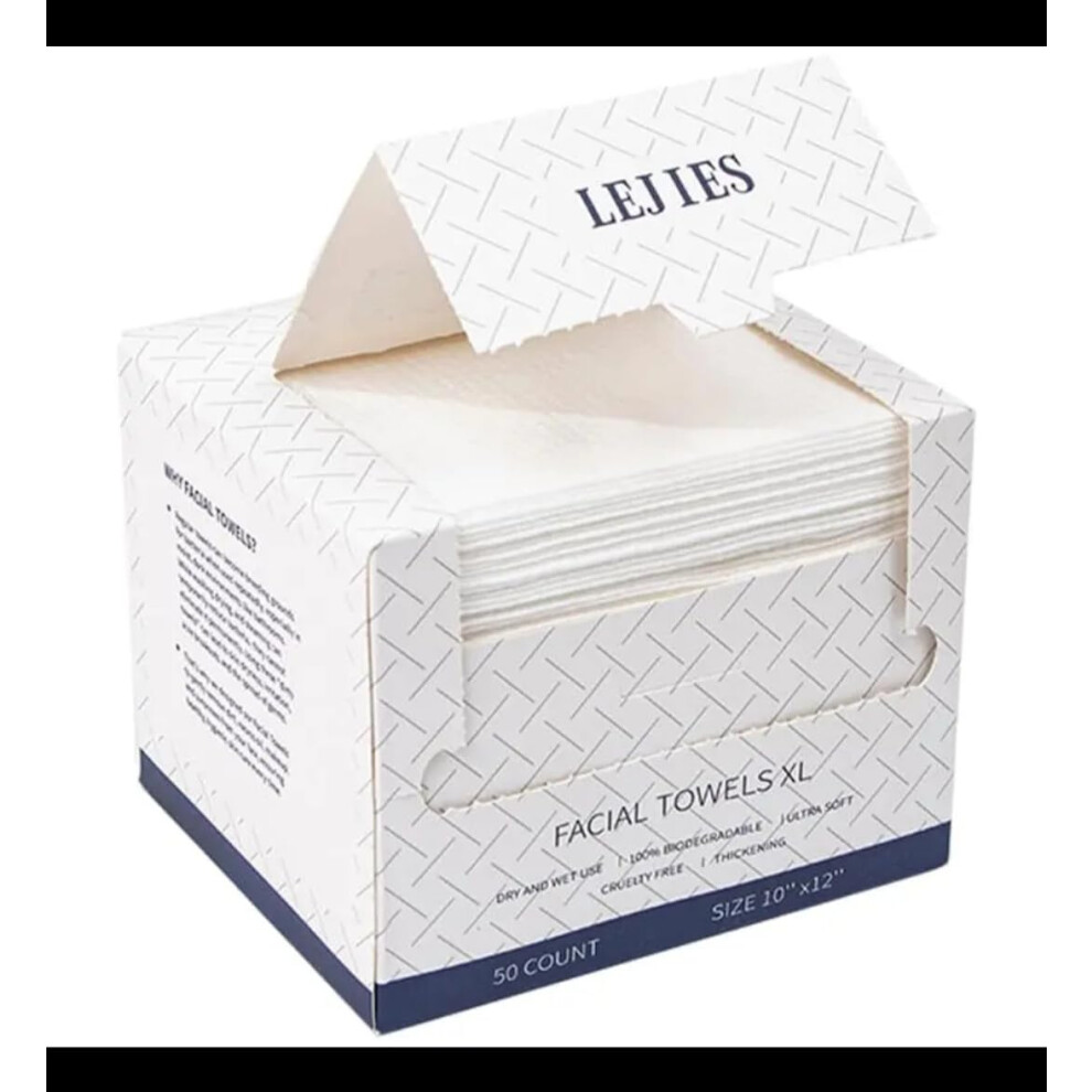 Extra Large Disposable Facial Towels 10x12in 50 Count Soft for Sensitive Skin Dry and Wet Use