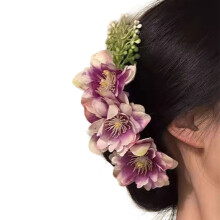 Japanese Style Blossom Hair Comb Strong Hold For Loose-Purple
