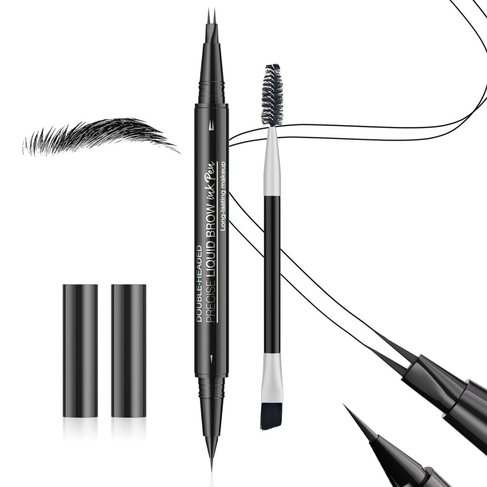 Black Microblading Eyebrow Pen Dualended Waterproof Precision Tip For Natural Hairlike Strokes