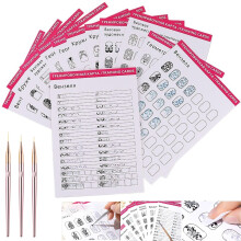 Nail Art Practice Book with 200 Unique Designs, Beginner Training Sheets Set for Manicure