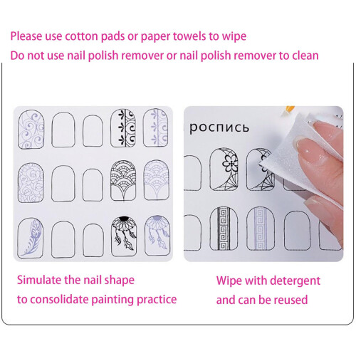 Nail Art Practice Book with 200 Unique Designs, Beginner Training Sheets Set for Manicure 2