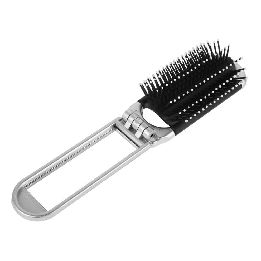 Pocket Hair Brush with Mirror, Travel Folding Detangling Comb for Women, Compact Foldable Design