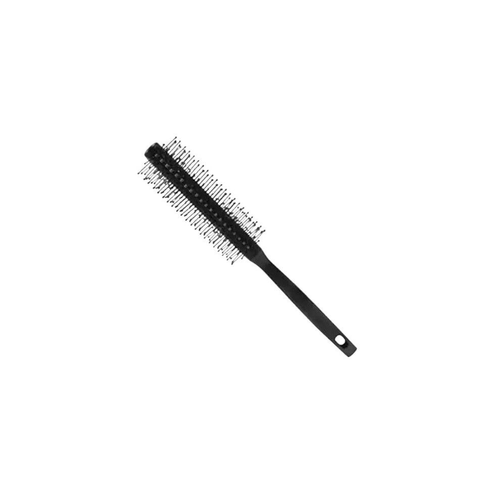 Round Boar Bristle Hair Brush for Blow Drying, Volumizing and Curling with Ergonomic Wooden Handle