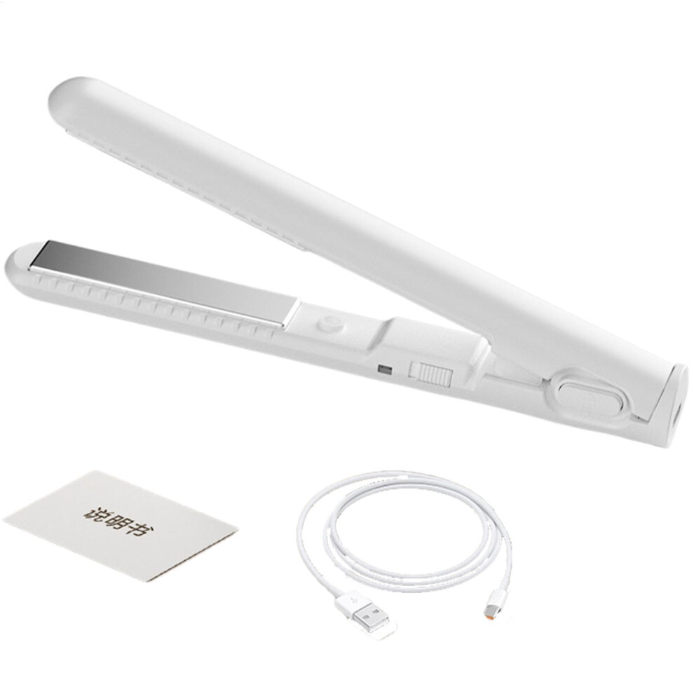 White Cordless 2In1 Hair Straightener And Curler With Rapid Heating, Usb Rechargeable For Travel