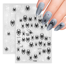 Halloween Nail Stickers 3D Spider Web Nail Art Decals SelfAdhesive Black White Set of 2 Sheets