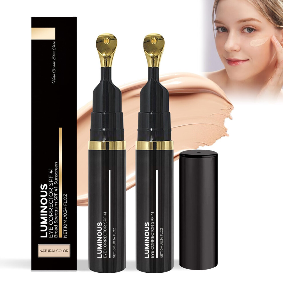 Under Eye Corrector for Dark Circles SPF 41, Peach Undertone Tinted Eye Cream, 2PCS Natural