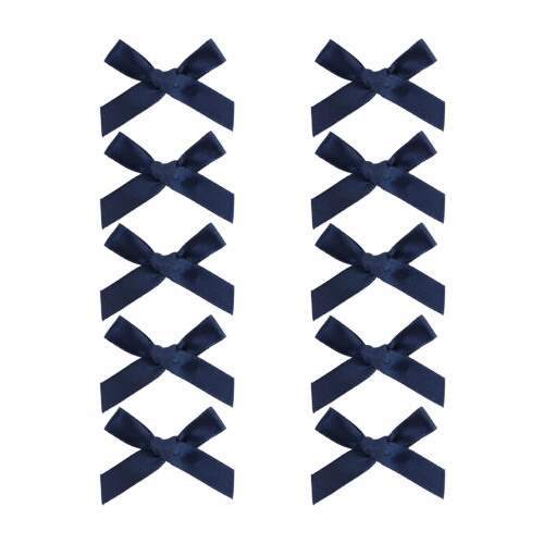 10pcs Kids Small Bowknot Hair Clip Solid Color-Navy Blue