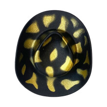 Mini Cowboy Hats Hair Clip Hair Barrettes For-Black gold cow