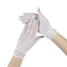 Elegant Stretchy Fishnet Gloves Short Gloves For Weddings-White