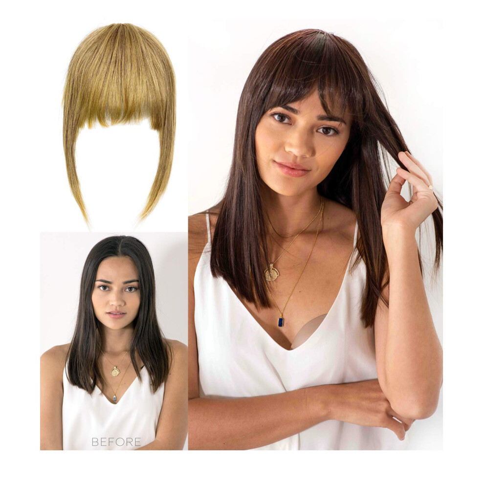 Clip In Bangs Heat Resistant Synthetic Hairpiece with Natural Blend, Medium Auburn Fringe Extension
