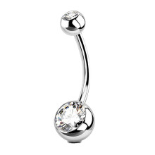 Navelpiercings, 8 mm navelringen van titanium, inwendige navelpiercings, gebogen navelpiercings met dubbele kop, navelpiercing.
