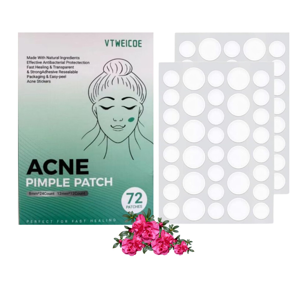 Acne Patches for Face Hydrocolloid Pimple Patches Invisible Waterproof 24H Healing 72 Count