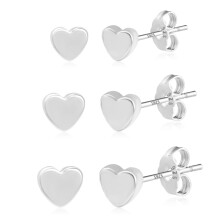 3 Pairs 925 Silver Stud Earrings For Women , Heart Stud Earrings for Women, Lightweight Sterling Silver-Plated Brass, Versatile Sizing For Birthdays,