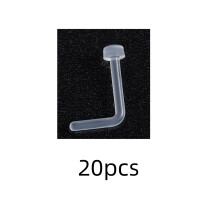 20Pcs Clear Nose Studs, Acrylic L Shape Nose Rings Retainer with Straight Bone Pins, 20G Lightweight Nose Studs for Discreet Piercing Retention and Fa