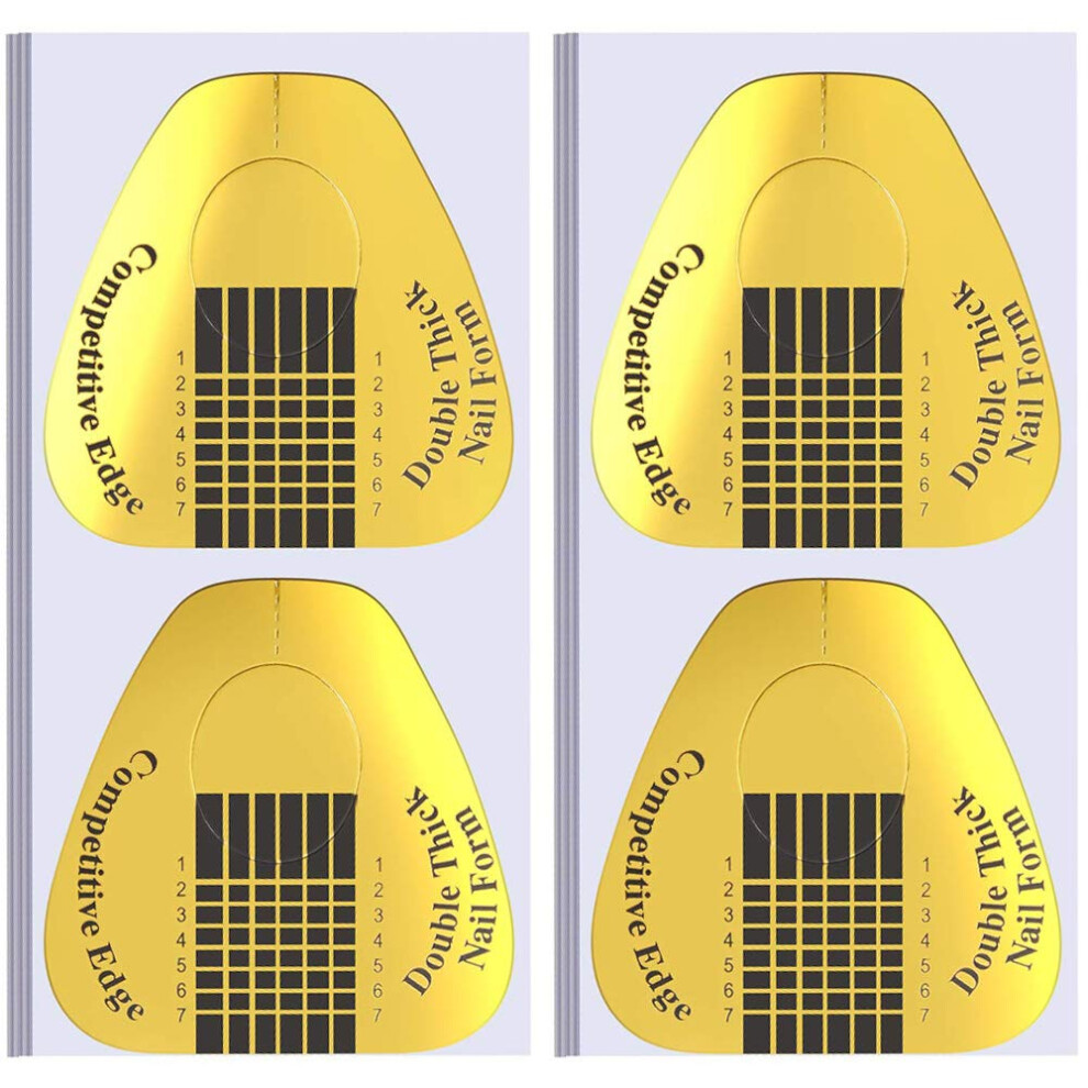 200 Pcs Gold Horseshoe Nail Extension Forms Strong Adhesive Durable Guide for Acrylic and Gel