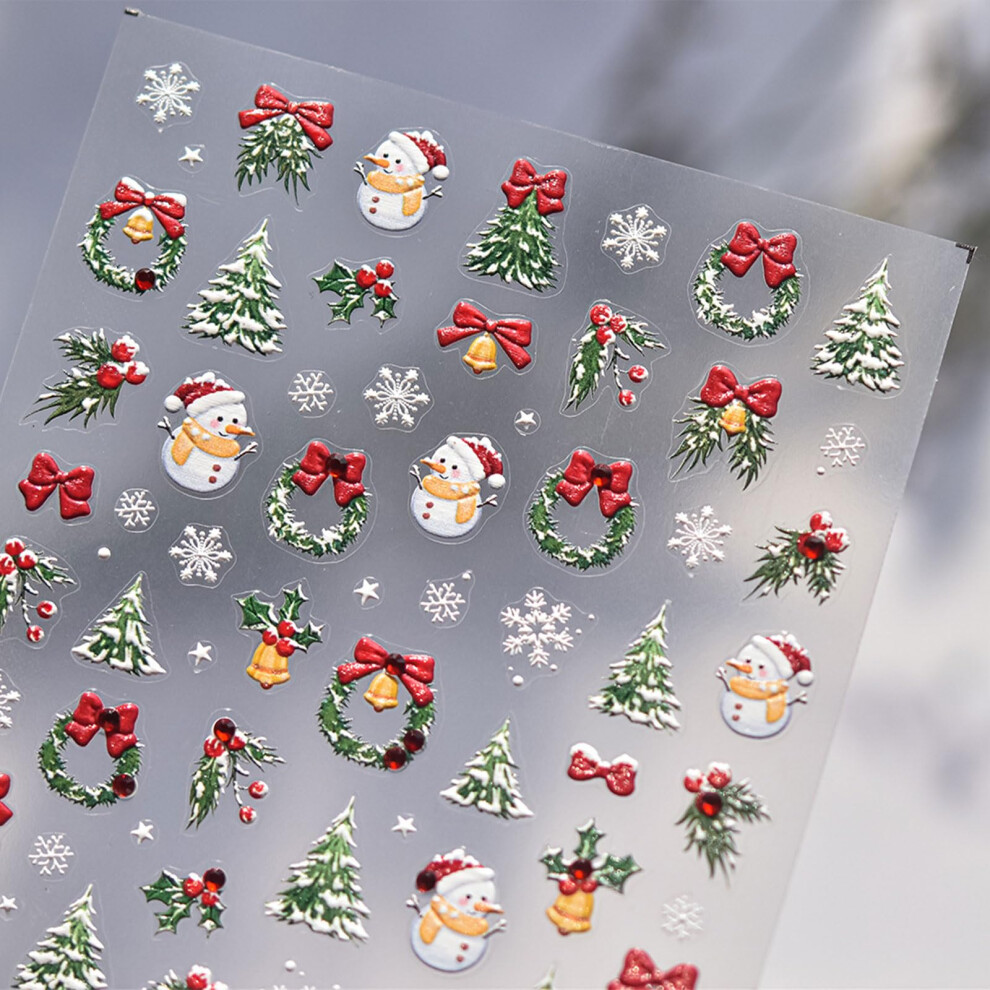 Christmas Nail Art Stickers 3D Snowflake Decals SelfAdhesive Holiday Winter Nail Decoration Sheet
