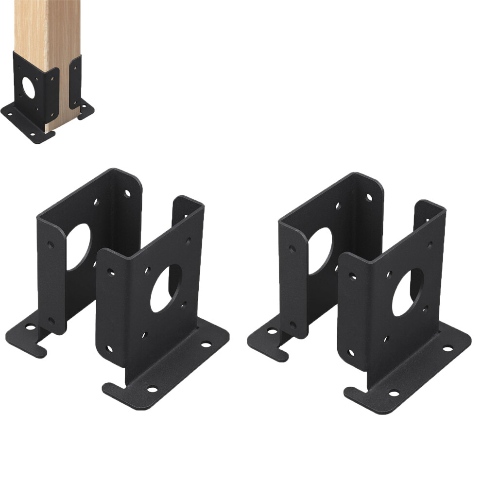 Pergola Deck Post Base Brackets Heavy Duty 4X4 Kit Black Metal Post Anchors For Fence Railing Mailbox 9187378353219