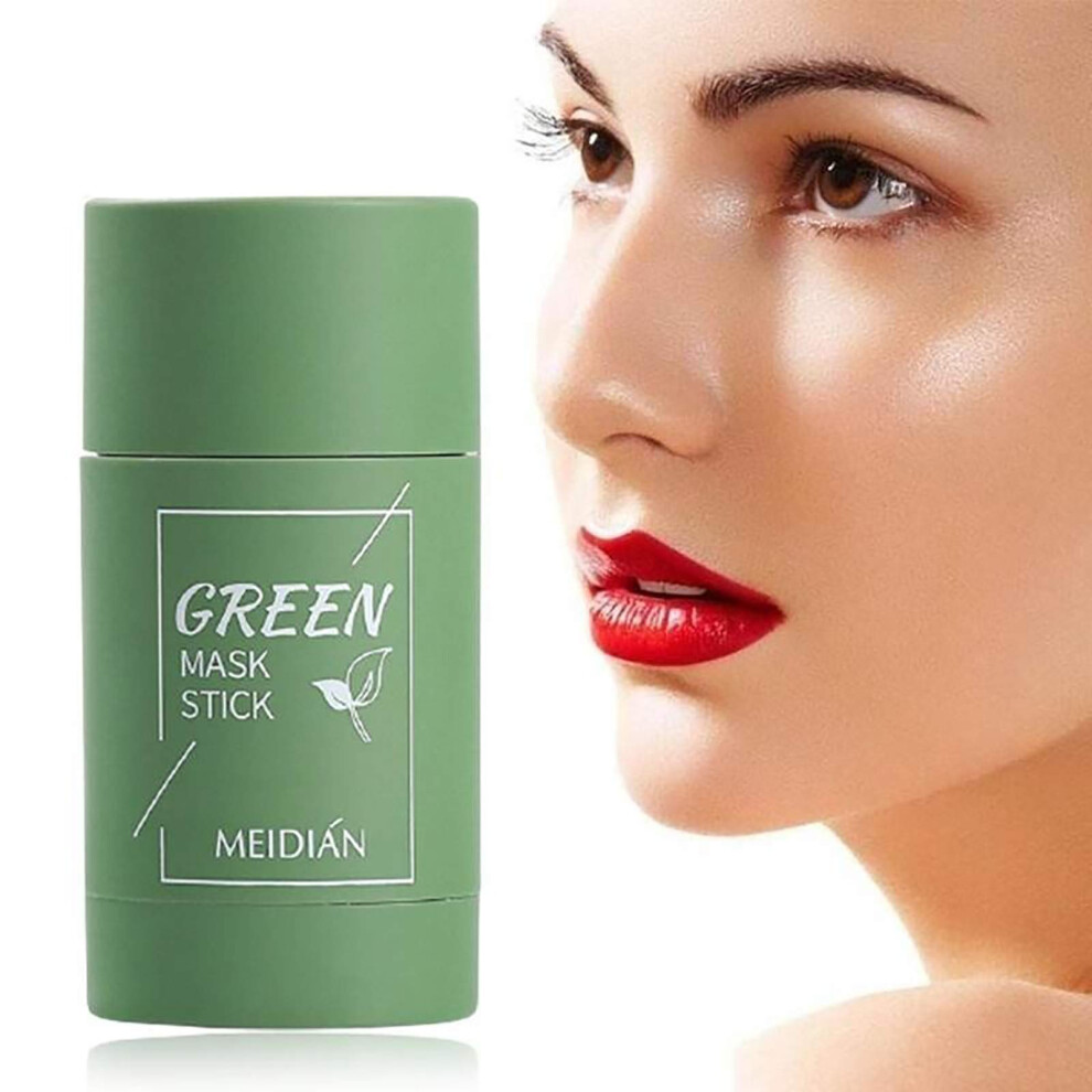 Green/Eggplant Tea And Clay Face Mask Stick For Blackheads, Deep Pore Cleansing, Oil Control