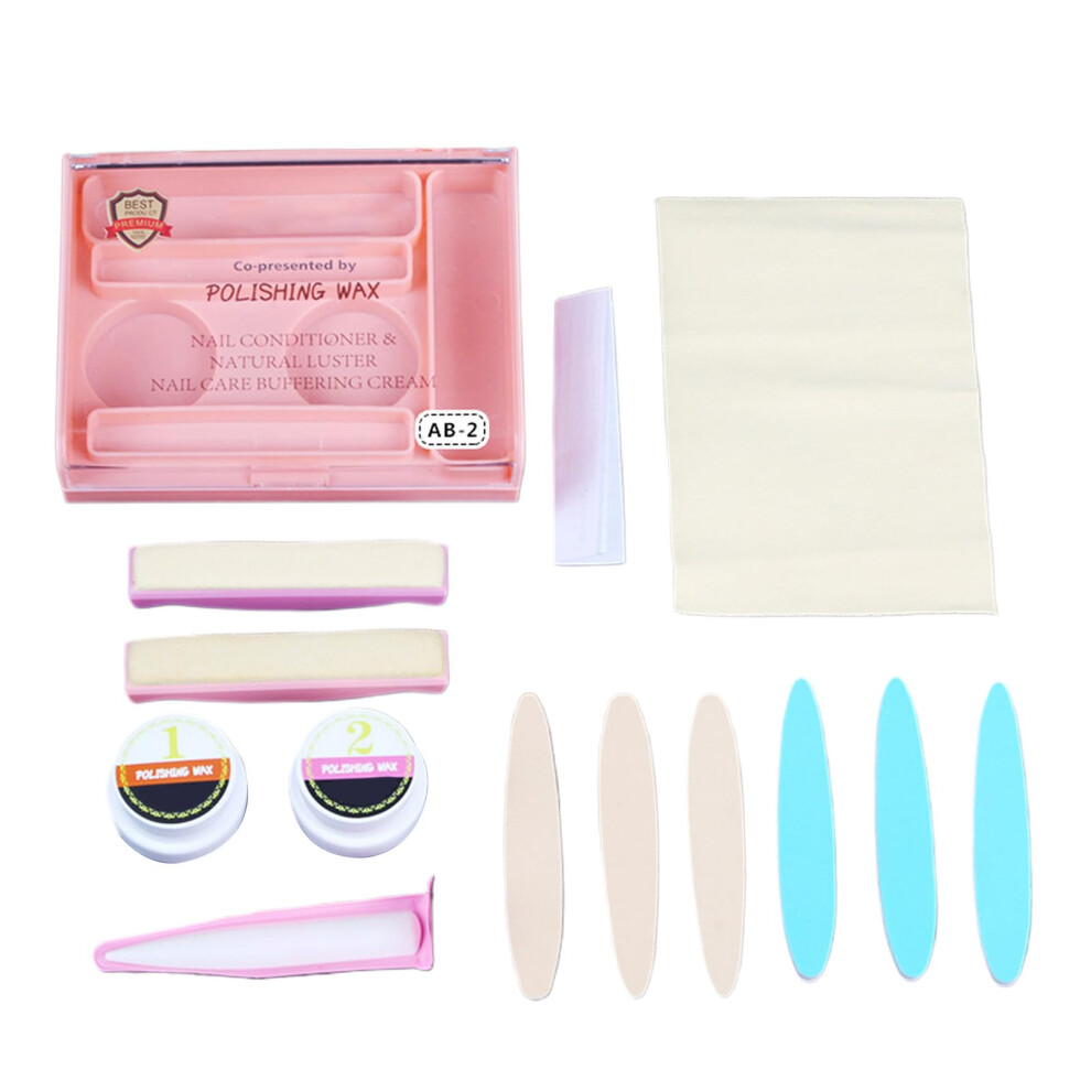 Cream Japanese Manicure Set With Powder And Buffer, Strengthen Weak Nails And Restore Natural Shine