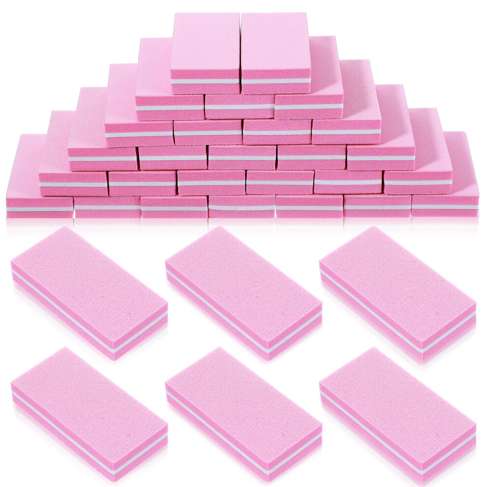 Pink 30Pcs 100/180 Grit Double Sided Nail Buffer Block For Professional Manicure And Polishing