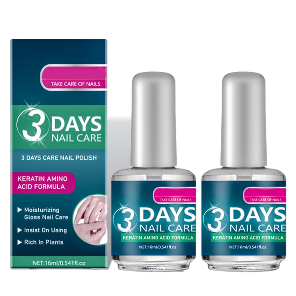 Keratin Nail Strengthener for Weak Nails, 3 Day  Treatment Pack, 16ml Dual Bottle Set