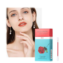 Lip Stain Cotton Swab Set 20pcs, Long Lasting Waterproof Kiss Proof Lipstick Applicator, Red