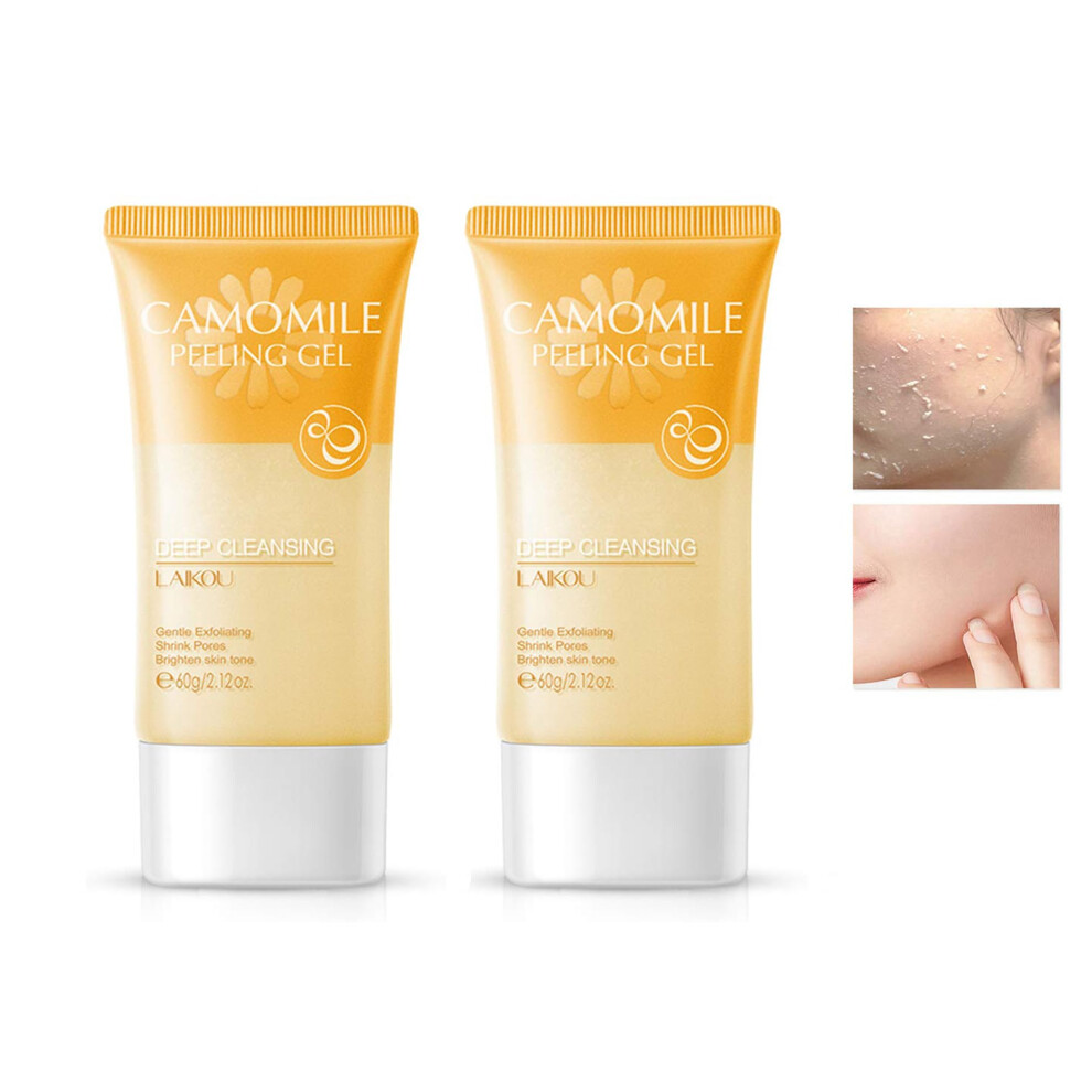 Camomile Face Exfoliating Gel Pack of 2, Gentle Facial Peeling Cleanser for Weekly Skin Renewal 60g