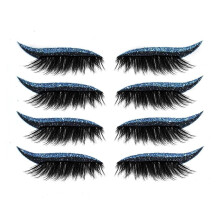 Reusable Waterproof Eyeliner and Lash Stickers, 4 Pairs, 7 Colors, Easy Peel Winged Eye Stencil Set