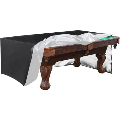 Waterproof 210D Oxford Cloth Billiard Pool Table Cover For 8ft And 9ft Tables Drawstring Silver Underside Dustproof 1