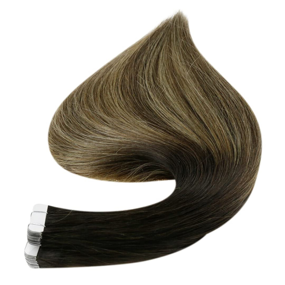 Tape In Human Hair Extensions Seamless Skin Weft Ombre Remy 14 Inch Salon Quality 20pcs