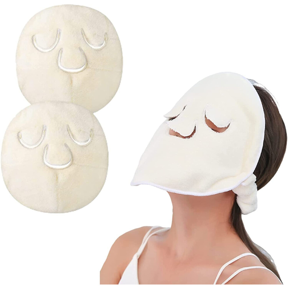 Coral Facial Hot Compress Towel Set, Reusable Fleece Spa Face Mask For Heat And Cool Therapy, 2Pcs