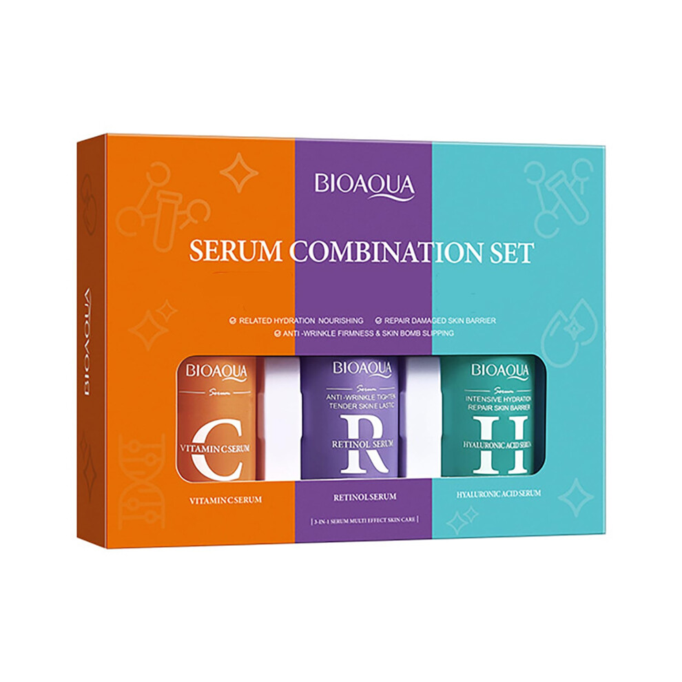 Facial Serum Set with Vitamin C Retinol Hyaluronic Acid for Deep Hydration AntiAging 3x30ml