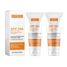SPF 100+ Tinted Face and Body Sunscreen, Ultra Protection Moisturizing Sunblock for Sensitive Skin, 2PCS