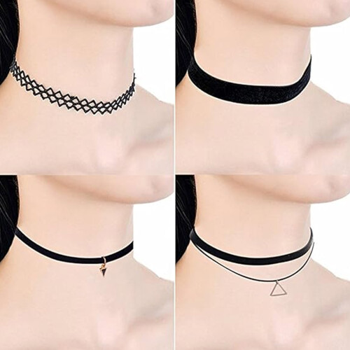 Σετ κολιέ choker 10 τεμαχίων, γοτθική αλυσίδα choker τατουάζ, μαύρα κλασικά βελούδινα 2